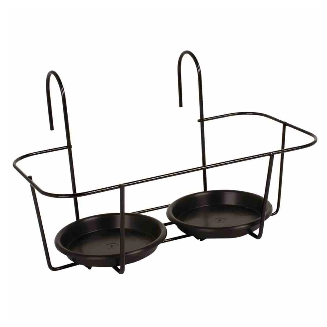 Haken-Blumentopfhalter, Metall, Schwarz, 34 X 18 Cm, Für Zwei Töpfe 1 Haken-Blumentopfhalter, Metall, Schwarz, 34 X 18 Cm, Für Zwei Töpfe