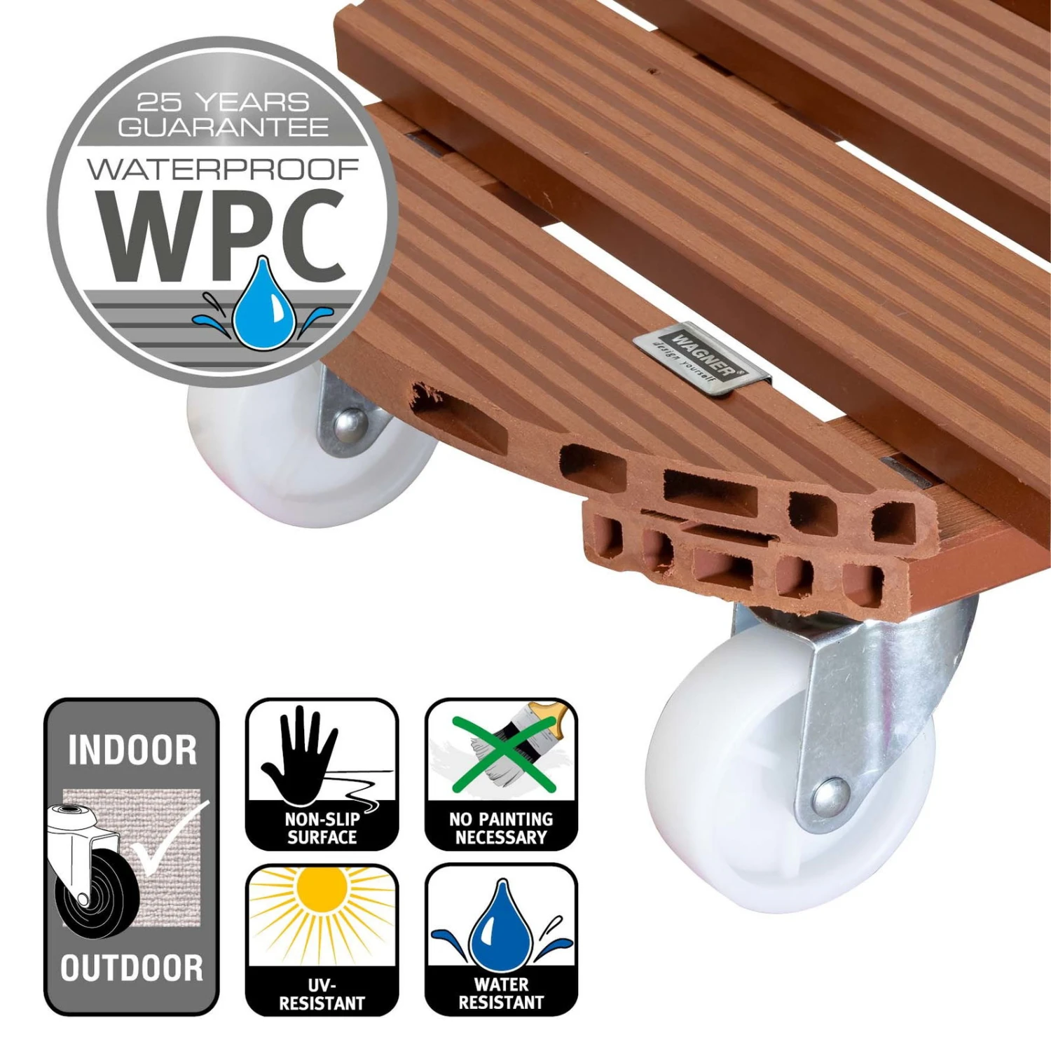 Multi Roller WPC, 150 Kg Tragkraft, Ca. 39 X 39 X 11 Cm 3 Multi Roller WPC, 150 Kg Tragkraft, Ca. 39 X 39 X 11 Cm – Bild 3