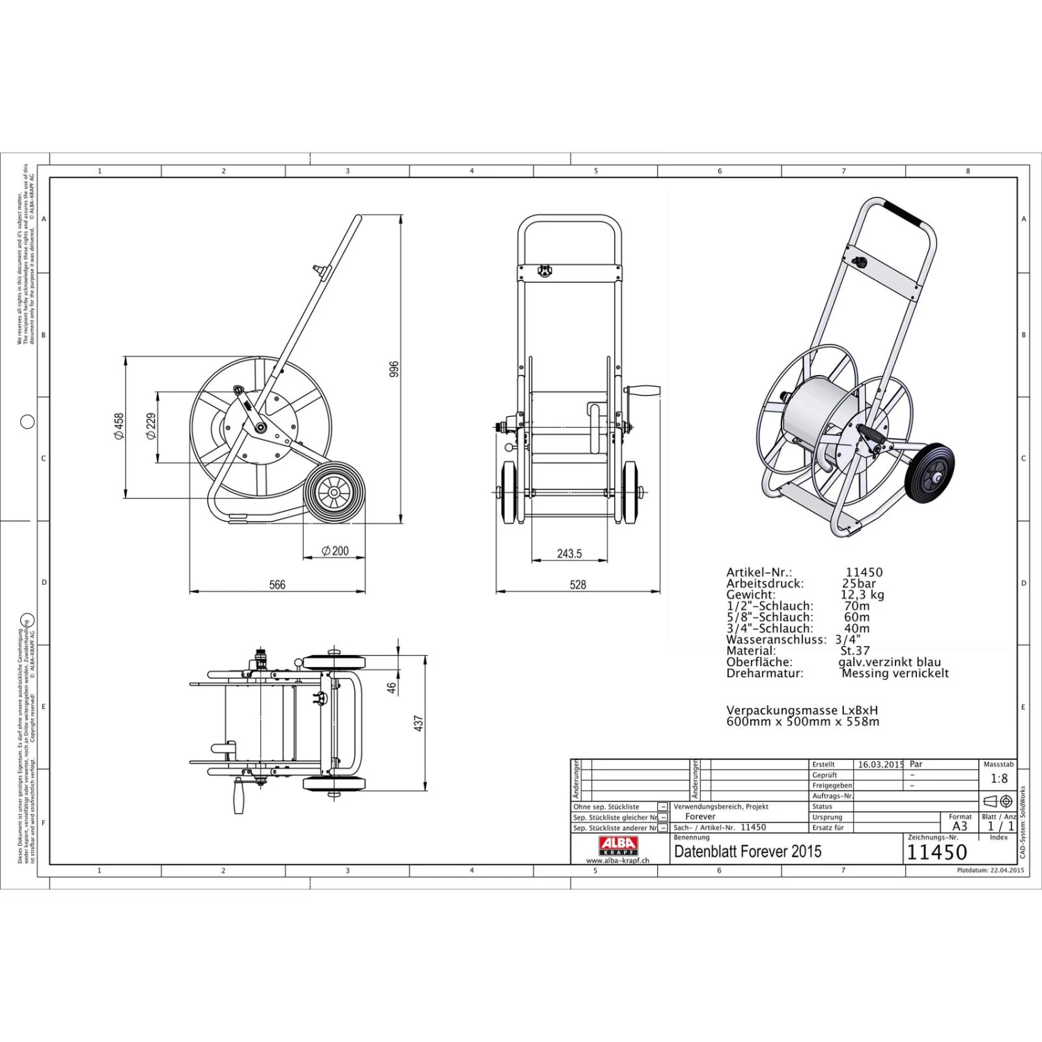 Schlauchwagen Forever, Metall, Schlauchdurchmesser 13/16/19/ 25 Mm 6 Schlauchwagen Forever, Metall, Schlauchdurchmesser 13/16/19/ 25 Mm – Bild 6