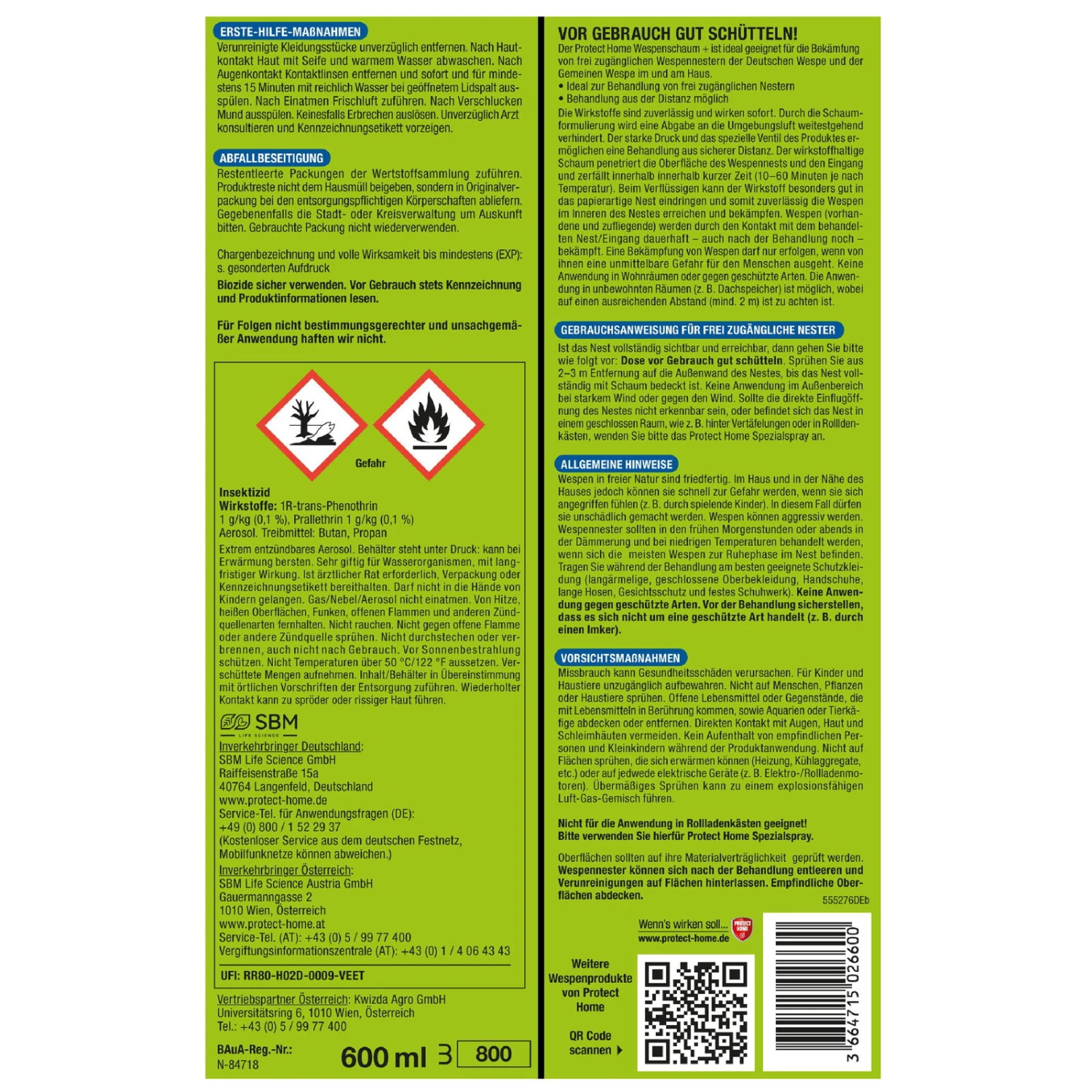 Protect Home FormineX Wespen-Schaum, 600 Ml 2 Protect Home FormineX Wespen-Schaum, 600 Ml – Bild 2