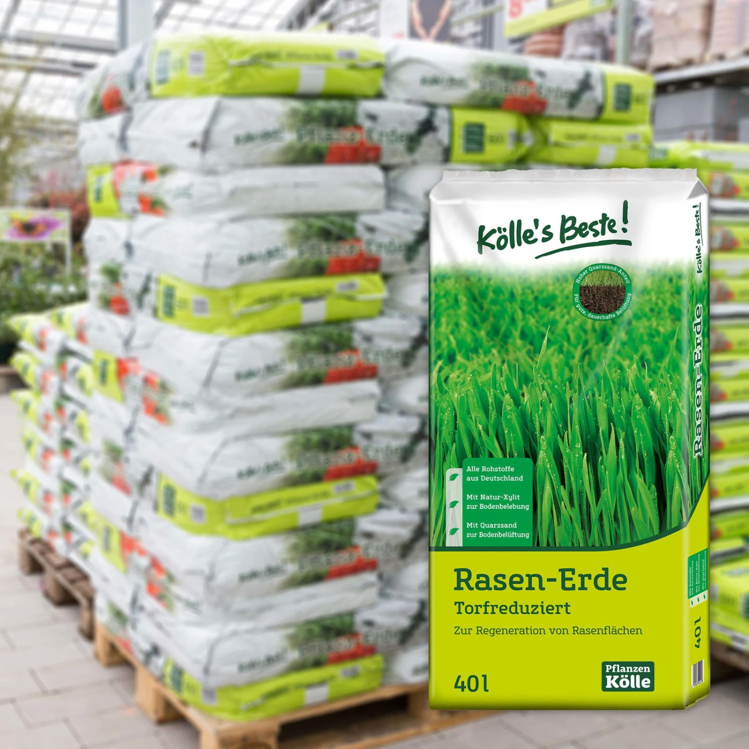 Kölle's Beste Rasenerde Torfreduziert, 1200l, 30 Sack à 40 Liter 1 Kölle's Beste Rasenerde Torfreduziert, 1200l, 30 Sack à 40 Liter