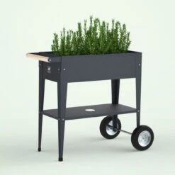 Hochbeet-Trolley Mit Rädern, Anthrazit, Metall, 75 X 35 X 80 Cm, 47 L -Günstiges Gartenambiente Geschäft 0980250141 Urban Garden Trolly auf Raedern anthrazit 10 84504