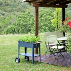 Hochbeet-Trolley Mit Rädern, Anthrazit, Metall, 75 X 35 X 80 Cm, 47 L -Günstiges Gartenambiente Geschäft 0980250141 Urban Garden Trolly auf Raedern anthrazit 11 84503