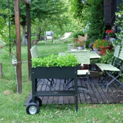 Hochbeet-Trolley Mit Rädern, Anthrazit, Metall, 75 X 35 X 80 Cm, 47 L -Günstiges Gartenambiente Geschäft 0980250141 Urban Garden Trolly auf Raedern anthrazit 13 84502