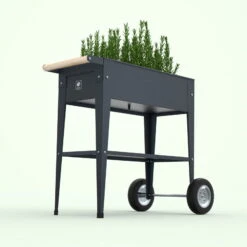Hochbeet-Trolley Mit Rädern, Anthrazit, Metall, 75 X 35 X 80 Cm, 47 L -Günstiges Gartenambiente Geschäft 0980250141 Urban Garden Trolly auf Raedern anthrazit 8 84506