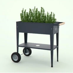 Hochbeet-Trolley Mit Rädern, Anthrazit, Metall, 75 X 35 X 80 Cm, 47 L -Günstiges Gartenambiente Geschäft 0980250141 Urban Garden Trolly auf Raedern anthrazit 9 84505