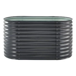 Neu eingetroffen -Günstiges Gartenambiente Geschäft 0980250148 Hochbeet Welle oval Stahlblech mit Kantenschutz anthrazit 2 94158