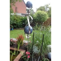 Beetstecker Venus Aus Edelstahl Mit 6 Kugeln Und Stab, Marmor In Blau, Maße 150 X 22 X 50 Cm