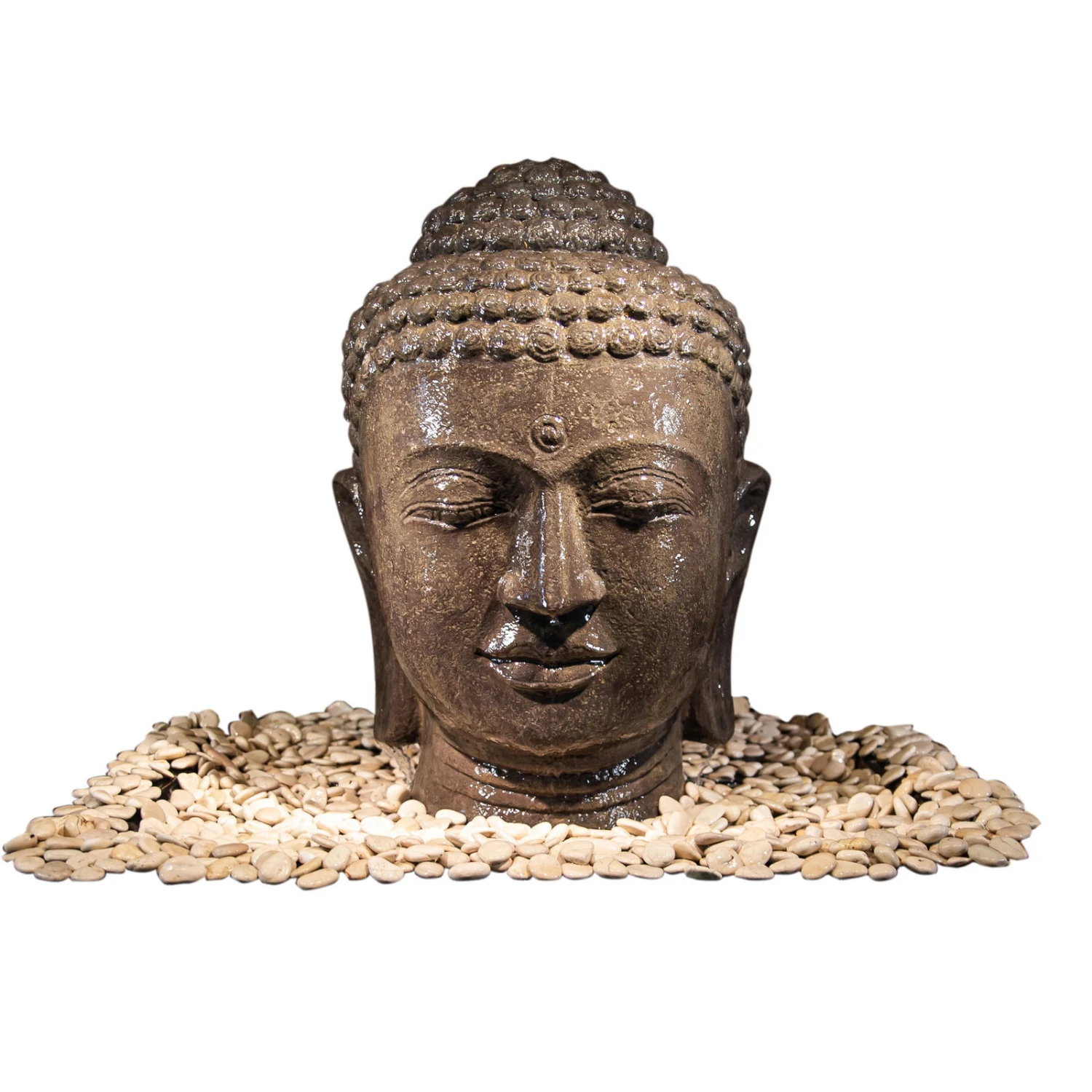 Buddhakopf Klein, Grau, Steinguss, 32 X 32 X 50 Cm 1 Buddhakopf Klein, Grau, Steinguss, 32 X 32 X 50 Cm