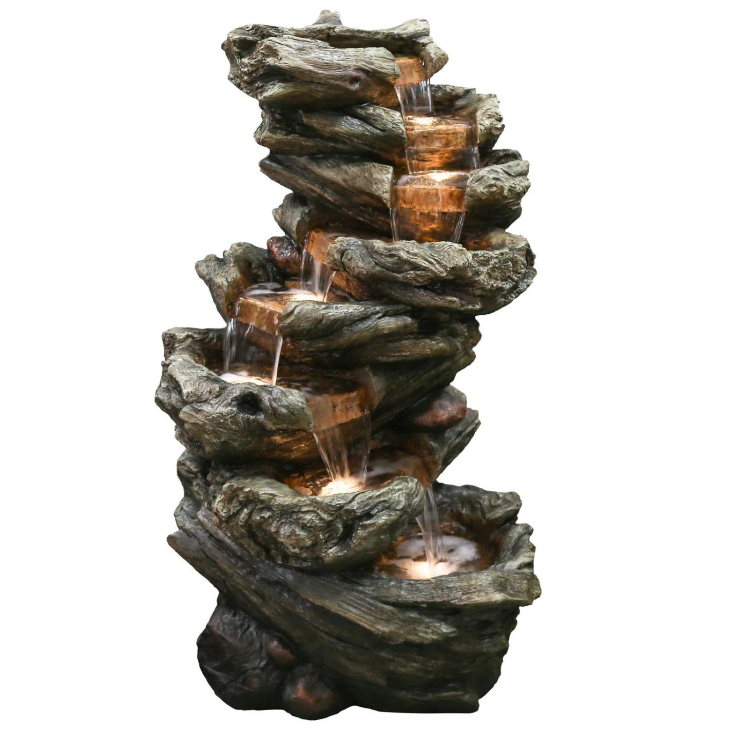 Gartenbrunnen Mit Warmlicht, Echtholzoptik, 61 X 45 X 102 Cm 2 Gartenbrunnen Mit Warmlicht, Echtholzoptik, 61 X 45 X 102 Cm – Bild 2
