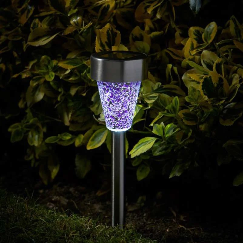 Mosaic Solarpfahlleuchte, Edelstahl / Glas, Silber / Bunt, 36 X 7,5 Cm, 6er Pack 2 Mosaic Solarpfahlleuchte, Edelstahl / Glas, Silber / Bunt, 36 X 7,5 Cm, 6er Pack – Bild 2