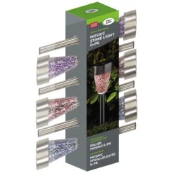 Mosaic Solarpfahlleuchte, Edelstahl / Glas, Silber / Bunt, 36 X 7,5 Cm, 6er Pack 6 Mosaic Solarpfahlleuchte, Edelstahl / Glas, Silber / Bunt, 36 X 7,5 Cm, 6er Pack -Günstiges Gartenambiente Geschäft 2950100372 Solarpfahlleuchte Mosaic 6Stueck PRINT 61371