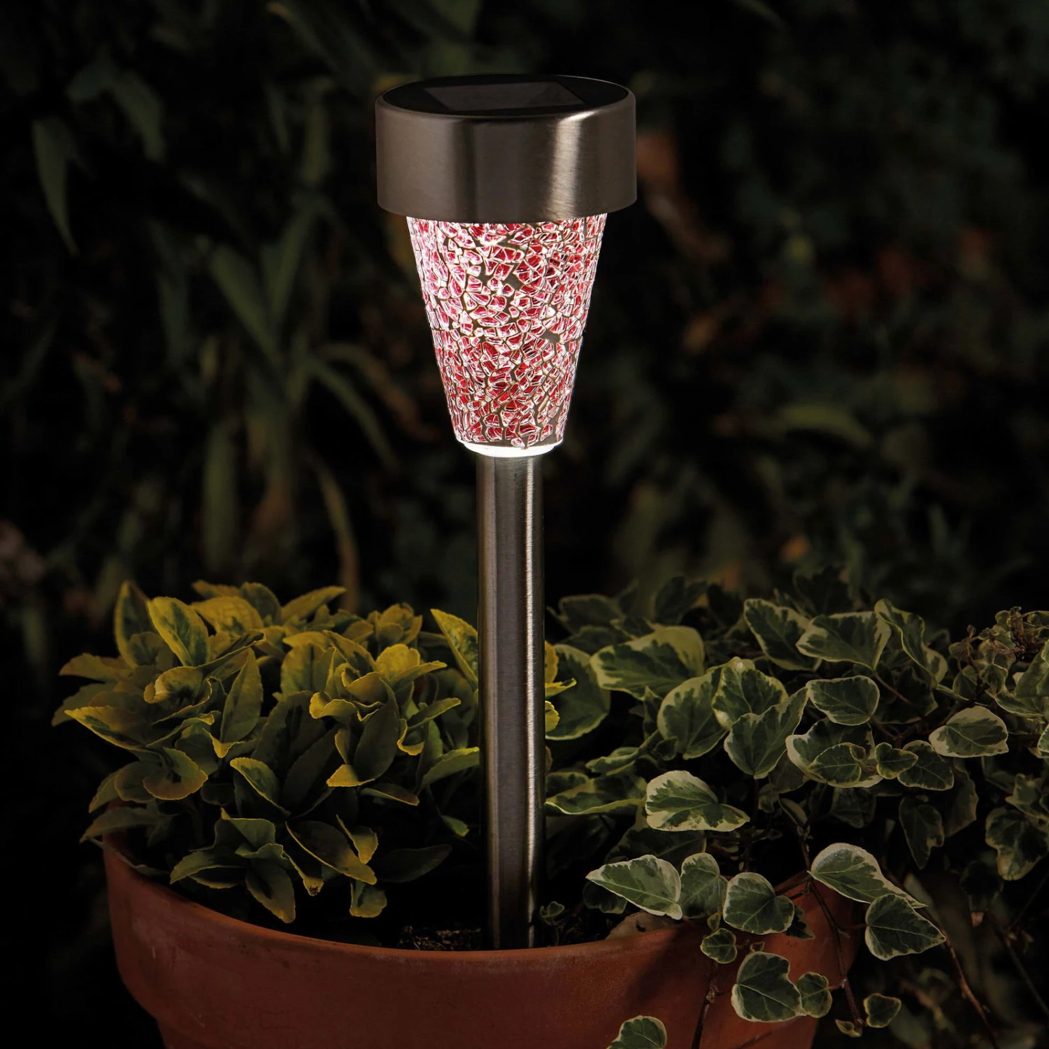 Mosaic Solarpfahlleuchte, Edelstahl / Glas, Silber / Bunt, 36 X 7,5 Cm, 6er Pack 1 Mosaic Solarpfahlleuchte, Edelstahl / Glas, Silber / Bunt, 36 X 7,5 Cm, 6er Pack