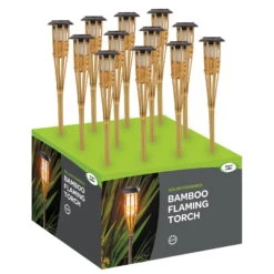 Solar-Bambusfackel Mit Flammeneffekt, Höhe Ca. 90 Cm -Günstiges Gartenambiente Geschäft 2950100488 Solar Bambusfackel mit Cool Flame Effekt 90cm 2 126566