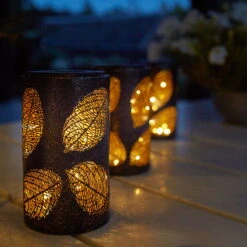 Solarleuchte Blatt, Antik Bronze, 9,0 X 9,0 X 15,3 Cm