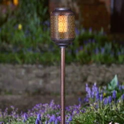 Solarleuchte 'Tunis' Mit Flammeneffekt, Grau, Ca. Ø 12 X H 90 Cm