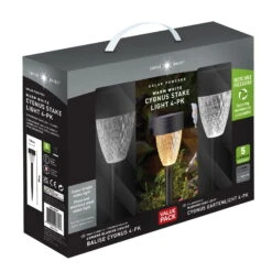 Gartenleuchte 'Cygnus', 4er-Set, Grau, Edelstahl -Günstiges Gartenambiente Geschäft 2950100644 Cygnus warmweisses Licht 4er Pack 5 Lumen 100357