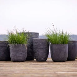 Pflanzgefäß 'Smooth', Grau, Ø 35 X H 34 Cm -Günstiges Gartenambiente Geschäft 3210104122 3210104123 3210104124 3210104125 pflanzgefaess rib smooth 116915 1