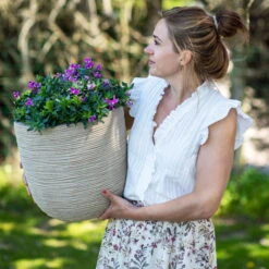 Pflanzgefäß 'Rib', Beige -Günstiges Gartenambiente Geschäft 3210104126 3210104127 pflanzgefaess rib beige 2 116922