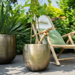 Pflanzgefäß 'Rowen', Gold, Ø 50 X H 47 Cm -Günstiges Gartenambiente Geschäft 3210801621 3210801622 3210801623 Pflanzgefaess Rowen gold 2 114983 1