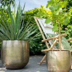 Pflanzgefäß 'Rowen', Gold, Ø 38 X H 30 Cm -Günstiges Gartenambiente Geschäft 3210801621 3210801623 Pflanzgefaess Rowen gold 2 114986