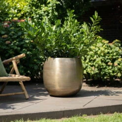 Pflanzgefäß 'Rowen', Gold, Ø 50 X H 47 Cm -Günstiges Gartenambiente Geschäft 3210801623 Pflanzgefaess Rowen gold D 50 x H 47 cm 1 114993