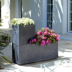 Pflanztrog 'Volcania Dado', Anthrazit, L 39,5 X B 39,5 X H 43,5 Cm -Günstiges Gartenambiente Geschäft 3230101084 Pflanztrog Volcania Dado anthrazit 39x39xH43cm 31Ltr2 75429