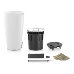 LECHUZA Rondo Premium, All-in-One-Set, Weiß Hochglanz, Ø 33 Cm, H:56 Cm -Günstiges Gartenambiente Geschäft 3325100103 Rondo Premium40 weiss All in OneSet D40xH75cm RGB 3 7756