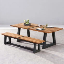 Best Alu-Bank Campione, Teakholz, Anthrazit, 45 X 220 X 40 Cm