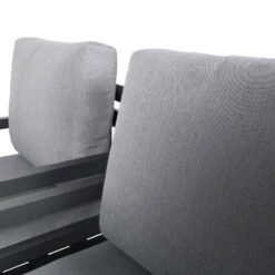 4-teilige Lounge-Gruppe 'Piazza', Tisch Mit Glasplatte, Inklusive Auflagen -Günstiges Gartenambiente Geschäft 3910302532 Alu Loungergruppe Piazza 4tlg schwarz inkl Kissen grau Tisch mit Glasplatte 74485