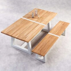 Best Alu-Bank Campione, Teakholz, Weiß, 45 X 220 X 40 Cm -Günstiges Gartenambiente Geschäft 3910302555 3910801469 champione4 71129