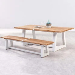 Best Alu-Bank Campione, Teakholz, Weiß, 45 X 220 X 40 Cm -Günstiges Gartenambiente Geschäft 3910302555 3910801469 champione5 71128