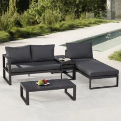 Best Loungegruppe 'Navarino', 4lgt., Anthrazit -Günstiges Gartenambiente Geschäft 3910302684 Loungegruppe Navarino 4tlg anthrazit anthrazit 1 100749