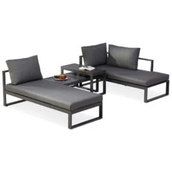 Best Loungegruppe 'Navarino', 4lgt., Anthrazit -Günstiges Gartenambiente Geschäft 3910302684 Loungegruppe Navarino 4tlg anthrazit anthrazit 3 100747