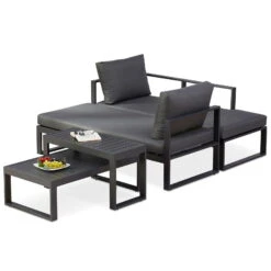 Best Loungegruppe 'Navarino', 4lgt., Anthrazit -Günstiges Gartenambiente Geschäft 3910302684 Loungegruppe Navarino 4tlg anthrazit anthrazit 6 100748