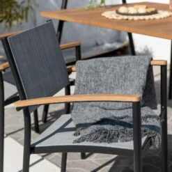 Stapelsessel 'Vera', Mattschwarz/birkengrau, Ca. 83 X 55 X 55 Cm -Günstiges Gartenambiente Geschäft 3910302710 Alu Stapelsessel Vera matt schwarz Textilen birkengrau 21 5 119306