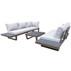 Alu-Eckloungegruppe 'Cahors' Inkl. Kissen, 4tlg., Anthrazit -Günstiges Gartenambiente Geschäft 3910302722 Alu Eckloungegruppe Cahors 4tlg anthrazit Holzoptik inkl Kissen grau 4 121755