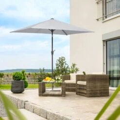 Mittelstockschirm 'Bilbao', Ca. 210 X 130 Cm 14 Mittelstockschirm 'Bilbao', Ca. 210 X 130 Cm -Günstiges Gartenambiente Geschäft 3910503142 Sonnenschirm Bilbao silbergrau 6 90432