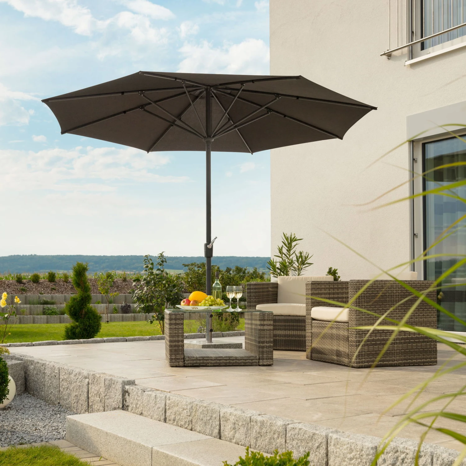 Mittelstockschirm 'Korsika', Ø Ca. 320 Cm 1 Mittelstockschirm 'Korsika', Ø Ca. 320 Cm