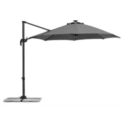 Schneider Sonnenschirm 'Rhodos Blacklight', Mit LEDs, Anthrazit, Ø 300 Cm -Günstiges Gartenambiente Geschäft 3910503203 Sonnenschirm Rhodos Blacklight anthrazit 1 91556