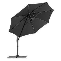 Schneider Sonnenschirm 'Rhodos Blacklight', Mit LEDs, Anthrazit, Ø 300 Cm -Günstiges Gartenambiente Geschäft 3910503203 Sonnenschirm Rhodos Blacklight anthrazit 6 91559