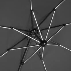 Schneider Sonnenschirm 'Rhodos Blacklight', Mit LEDs, Anthrazit, Ø 300 Cm -Günstiges Gartenambiente Geschäft 3910503203 Sonnenschirm Rhodos Blacklight anthrazit 7 91565