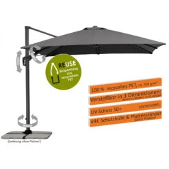 Pendelschirm 'Rhodos', Anthrazit, Ca. 300 X 300 Cm -Günstiges Gartenambiente Geschäft 3910503326 Pendelschirm Rhodos Twist Green Style ca 300x300cm anthrazit 3 119126