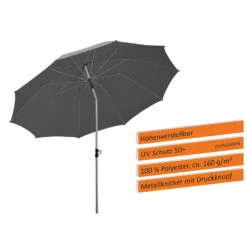Sonnenschirm 'Locarno', Ø 220 Cm -Günstiges Gartenambiente Geschäft 3910503329 Sonnenschirm Locarno ca D 220cm anthrazit 3 119161