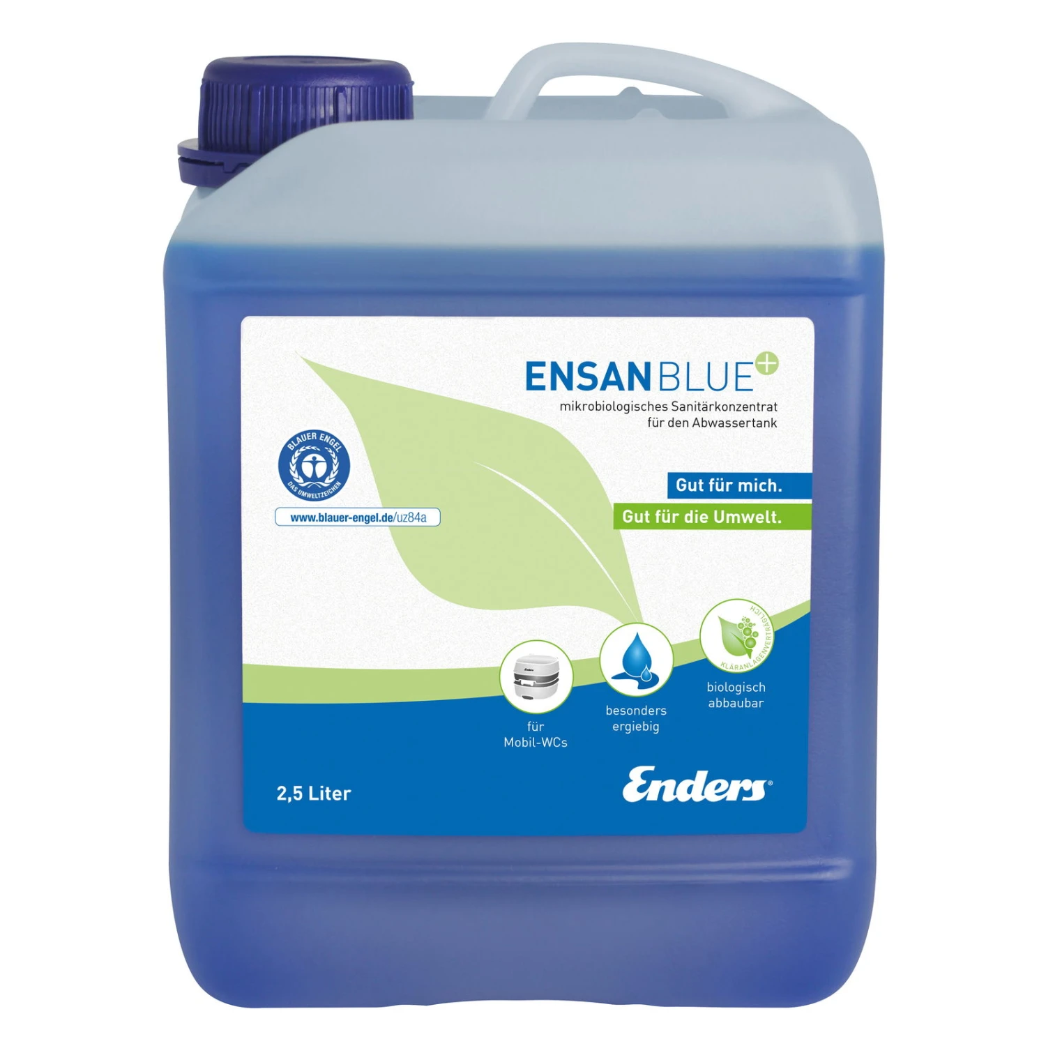 Sanitärflüssigkeit 'Blauer Engel', Ensan Rinse+, Blau, 2,5 Liter 1 Sanitärflüssigkeit 'Blauer Engel', Ensan Rinse+, Blau, 2,5 Liter