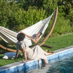 LA SIESTA Hängematte 'Modesta', Latte -Günstiges Gartenambiente Geschäft 3940200335 Doppel Haengematte Modesta Latte Bio Baumwolle 4 106106