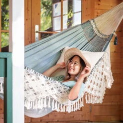 LA SIESTA Kingsize Hängematte 'Bossanova', Fjord -Günstiges Gartenambiente Geschäft 3940200349 Kingsize Haengematte Bossanova Fjord Bio Baumwolle 3 106155