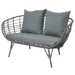 Loungegruppe 'Evora', 4-teilig, Grau -Günstiges Gartenambiente Geschäft 3950101015 Alu Geflechtgruppe Evora 4tlg grau inkl Kissen 3 99291