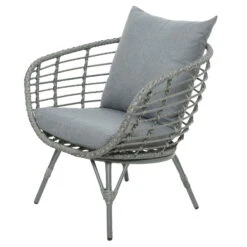 Loungegruppe 'Evora', 4-teilig, Grau -Günstiges Gartenambiente Geschäft 3950101015 Alu Geflechtgruppe Evora 4tlg grau inkl Kissen 5 99292